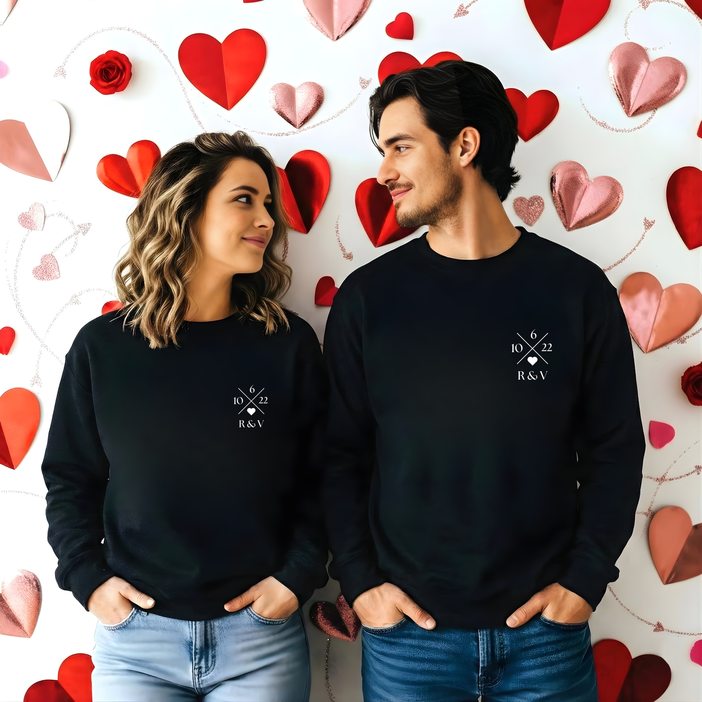 Sweatshirt Personalizada - Casal Data + Iniciais