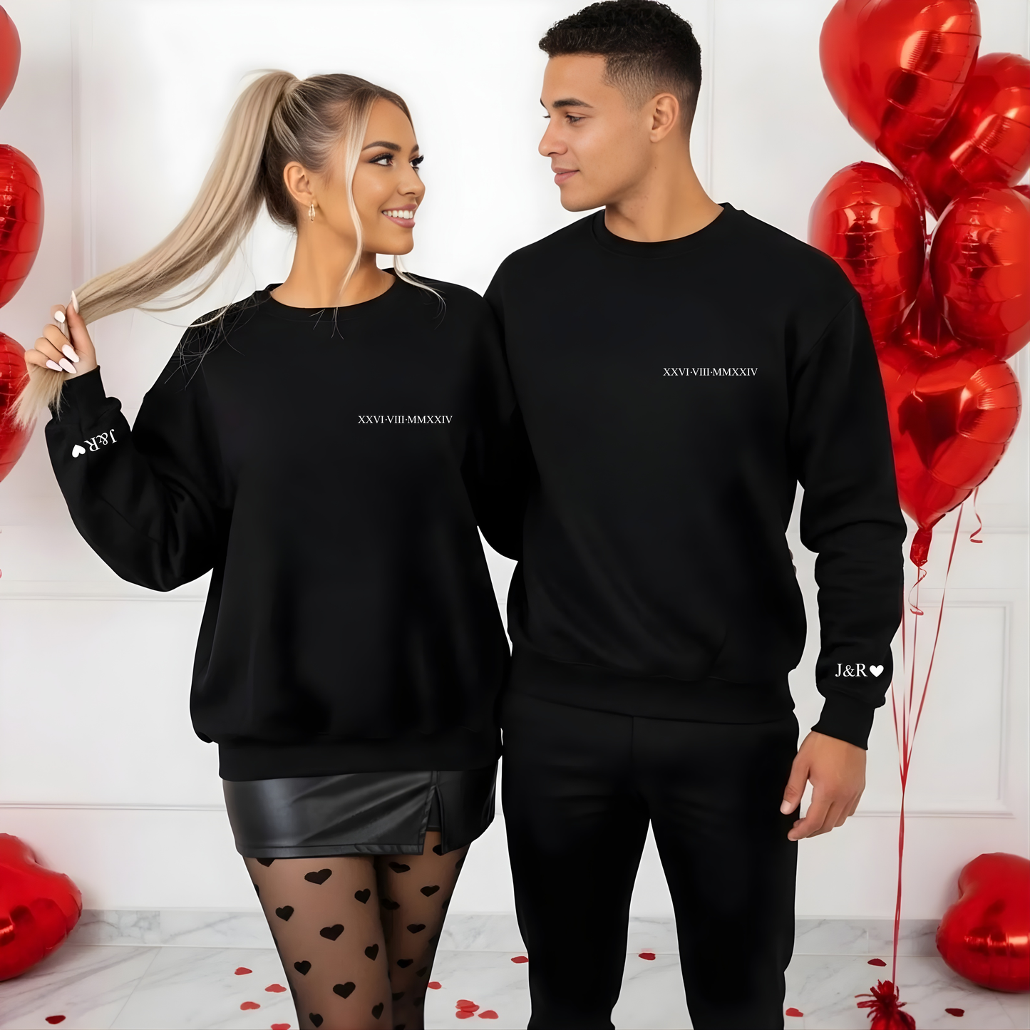 Sweatshirt Personalizada - Casal Data + Iniciais