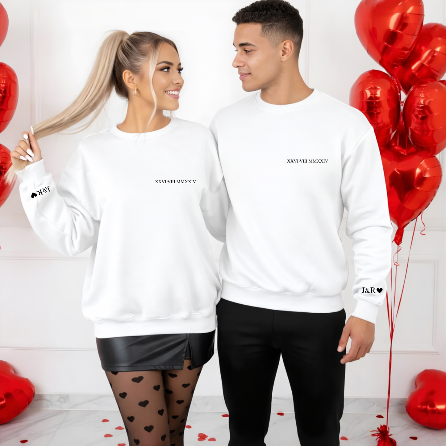 Sweatshirt Personalizada - Casal Data + Iniciais