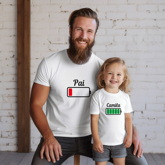 T-shirt Personalizada - Pai + Filha = Bateria
